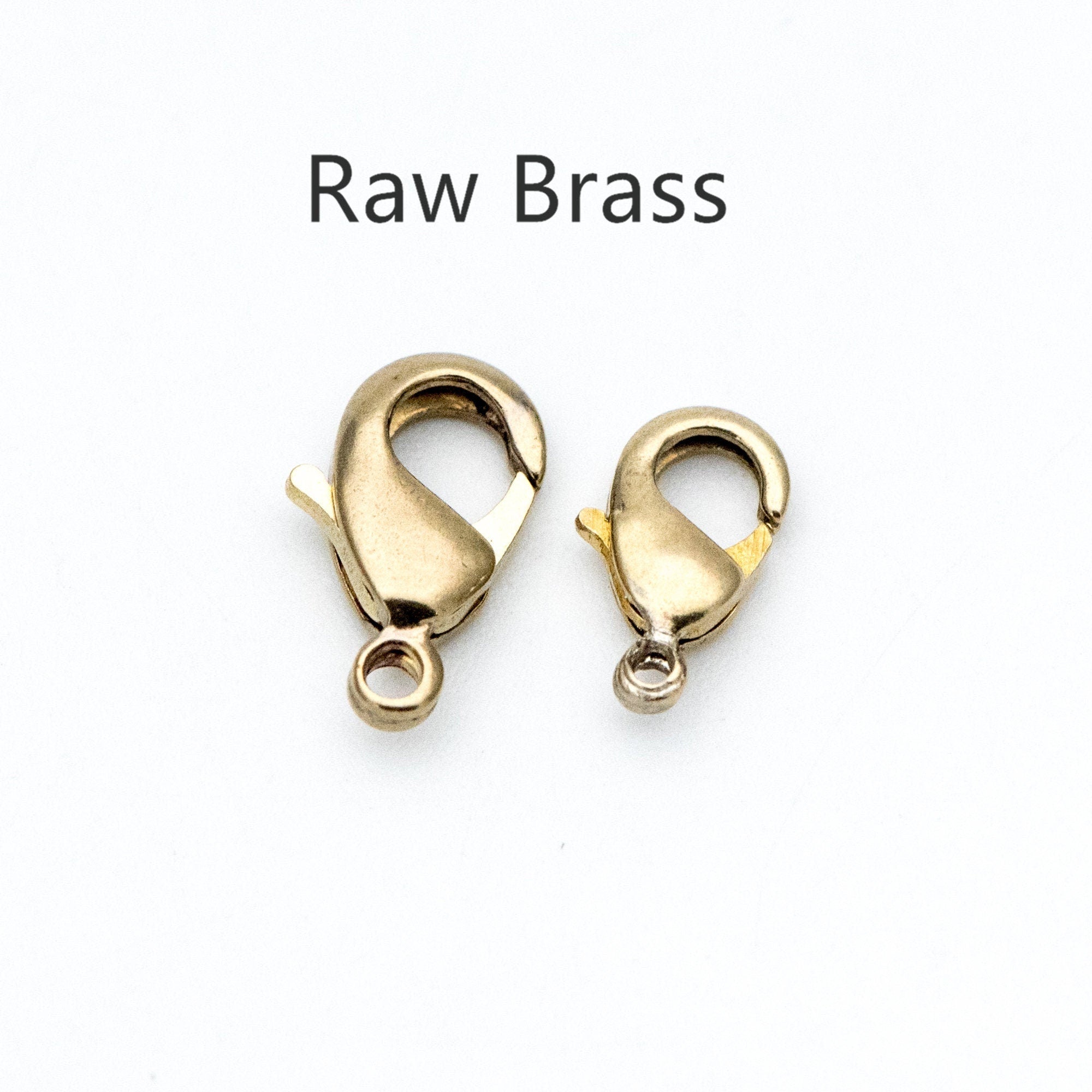 30pcs Raw Brass Lobster Clasps 10mm/ 12mm, DIY Jewelry Making Supplies Wholesale (RB-174)
